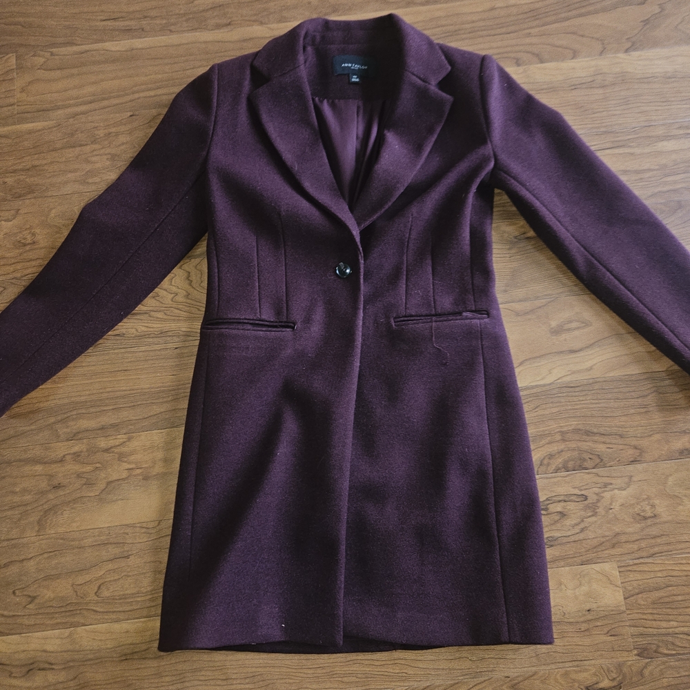 Ann Taylor Purple/Maroon Women's Mid Length Jacket Size Xxs